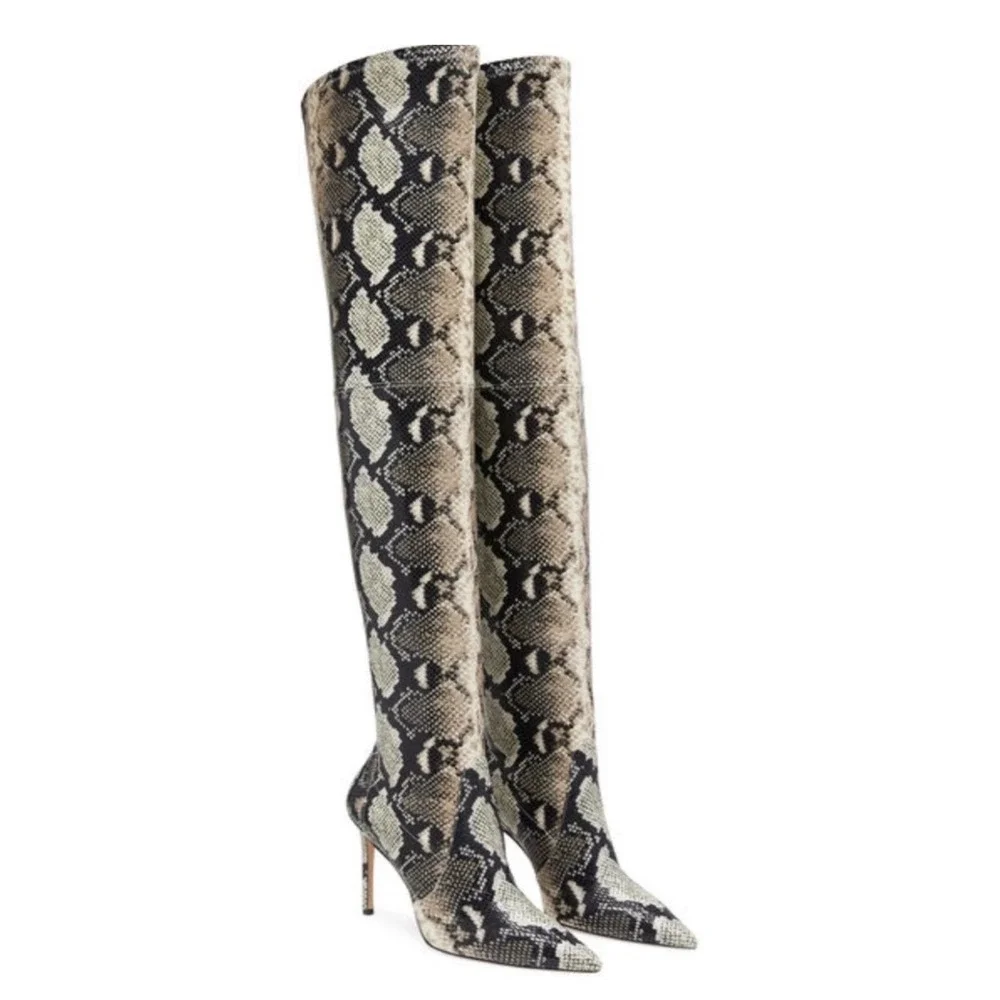 NIB Stuart Weitzman Ultrastuart 100 Roccia Python OTK Boots Sz 7 $995